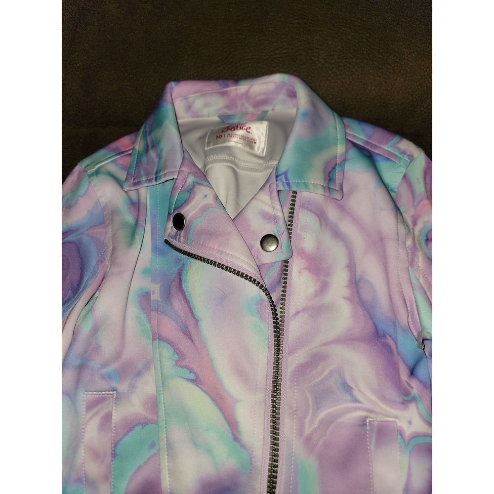 Justice tie dye swirl coat jacket size 10 - Picture 2 of 4